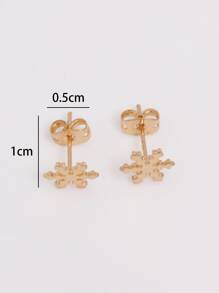 Pendientes de tachuela copo de nieve - Amarillo Oro - Ver 5