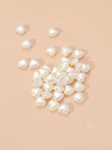 40入組假珍珠心形diy珠寶配件 - 白色 - 查看 1