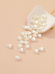 40入組假珍珠心形diy珠寶配件 - 白色 - 查看 2
