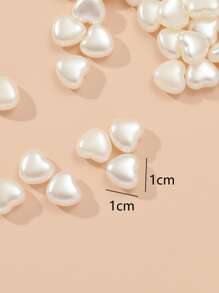 40入組假珍珠心形diy珠寶配件 - 白色 - 查看 3