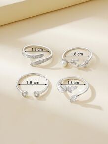 4pcs Vòng cửa tay áo Khối Zirconia  & Trang trí Bướm - Bạc - Xem 4