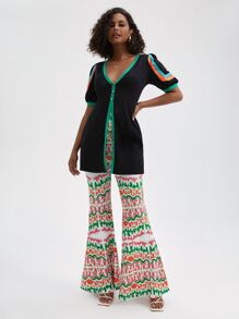 Manic Pop Allover Print Flare Leg Trousers - Multicolor - View 3