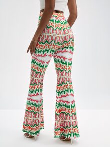Manic Pop Allover Print Flare Leg Trousers - Multicolor - View 2