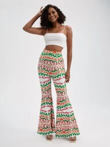 Manic Pop Allover Print Flare Leg Trousers - Multicolor - View 4