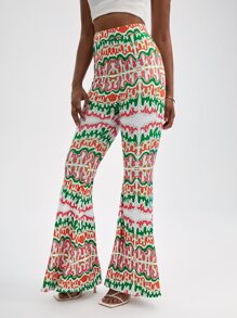 Manic Pop Allover Print Flare Leg Trousers - Multicolor - View 5