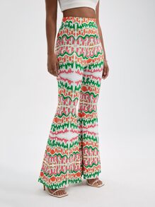 Manic Pop Allover Print Flare Leg Trousers - Multicolor - View 6