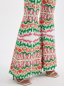 Manic Pop Allover Print Flare Leg Trousers - Multicolor - View 7