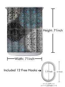 Mandala Print Shower Curtain - Multicolor - View 3