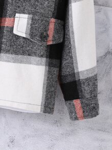 女孩格紋印花落肩袖夾克 - 彩色 - 查看 3