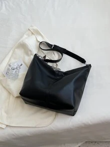 Waterproof,Lightweight,Business Casual Chain Decor Large Capacity Hobo Bag For Teen Girls Women College Students,Rookies & White-collar Workers Perfect for Office,College,Work ,Business,Commute,Outdoors, Travel, Outings - Black - View 2