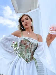 Apperloth A 1 Miếng Áo nịt ngực Top Mô hình hoa Lỗ Coa dây Bandana Hem - Nhiều màu - Xem 1