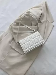 Lightweight,Business Casual Mini Solid Color Quilted Detail Flap Square Shoulder Bag,Plaid Design Crossbody Bag, Simple Purse With Adjustable Strap For Teen Girls Women College Students,Rookies & White-Collar Workers Perfect For Office,College,Work,Business,Commute,Outdoors, Travel, Outings