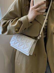 Lightweight,Business Casual Mini Solid Color Quilted Detail Flap Square Shoulder Bag,Plaid Design Crossbody Bag, Simple Purse With Adjustable Strap For Teen Girls Women College Students,Rookies & White-Collar Workers Perfect For Office,College,Work,Business,Commute,Outdoors, Travel, Outings