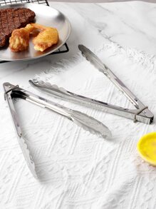 1pc Stainless Steel Non-slip Food Tongs, Multi-purpose Barbecue Tongs For Home