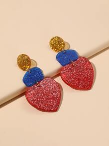 2pcs Heart Drop Earrings - Multicolor - View 1