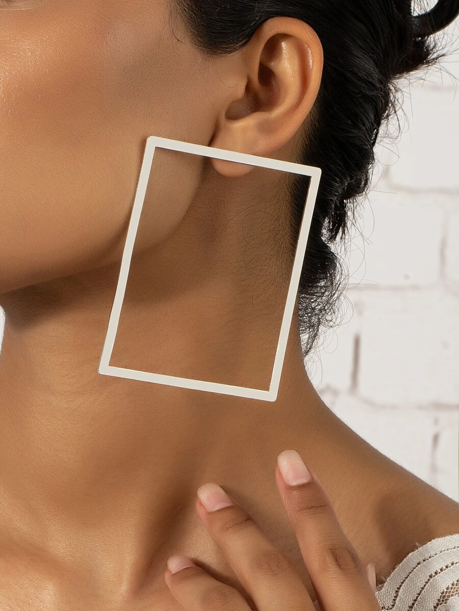 Hoa tai hình vuông - Bạc - Xem 1