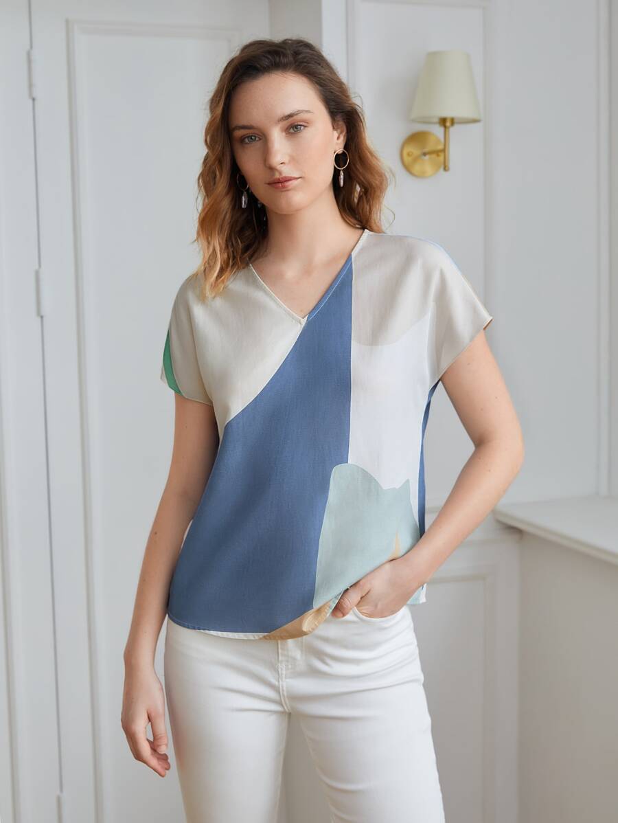 MOTF PREMIUM LINEN BATWING SLEEVE TOP - Multicolor - View 1