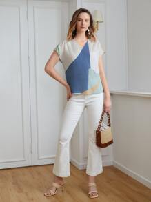 MOTF PREMIUM LINEN BATWING SLEEVE TOP - Multicolor - View 6