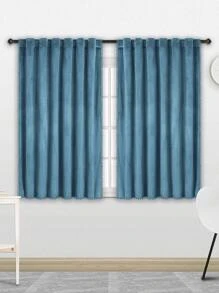 Plain Pom Pom Decor Single Panel Curtain - Blue - View 5