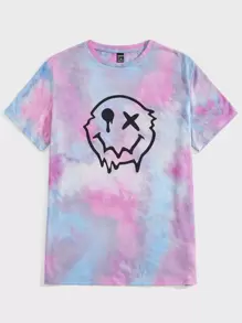 Manfinity RebelGame Men Tie Dye Cartoon Face Print Tee - Multicolor - View 1