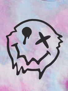 Manfinity RebelGame Men Tie Dye Cartoon Face Print Tee - Multicolor - View 3