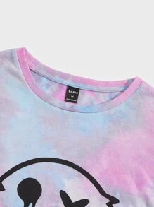 Manfinity RebelGame Men Tie Dye Cartoon Face Print Tee - Multicolor - View 4