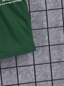 SHEIN Tween Boy Slogan Graphic Tee & Track Shorts - Mint Green - View 3