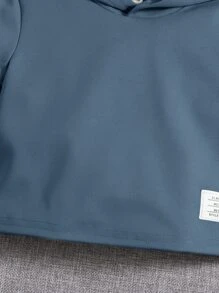 SHEIN 男嬰帶有字母圖案的連帽t恤,適合春秋裝 - 霧霾藍 - 查看 3