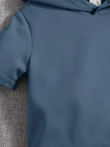 SHEIN 男嬰帶有字母圖案的連帽t恤,適合春秋裝 - 霧霾藍 - 查看 4