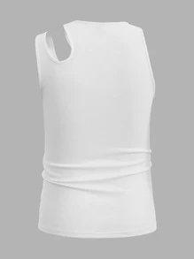 FeverCity Men Asymmetrical Neck Tank Top - White - View 2