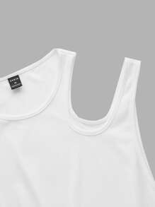 FeverCity Men Asymmetrical Neck Tank Top - White - View 5