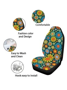 1入組花朵圖案汽車座套 - 彩色 - 查看 6