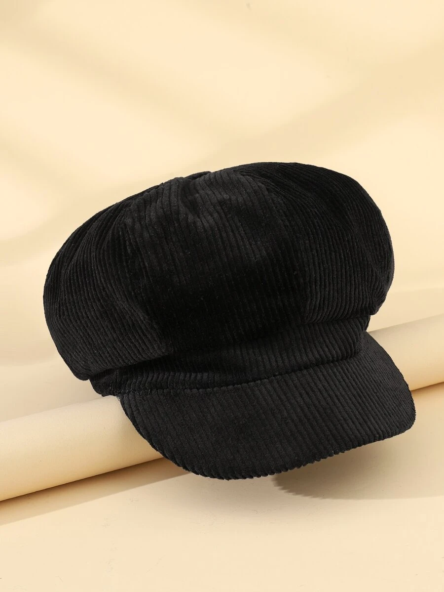 Solid Baker Boy Cap - Black - View 1