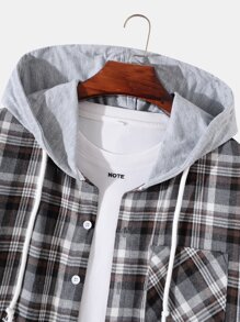 Manfinity 男士格紋印花口袋貼布抽繩連帽外套不帶T恤 - 彩色 - 查看 3