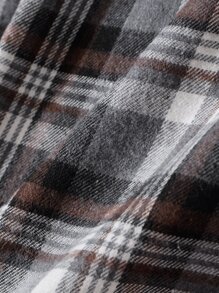 Manfinity 男士格紋印花口袋貼布抽繩連帽外套不帶T恤 - 彩色 - 查看 4