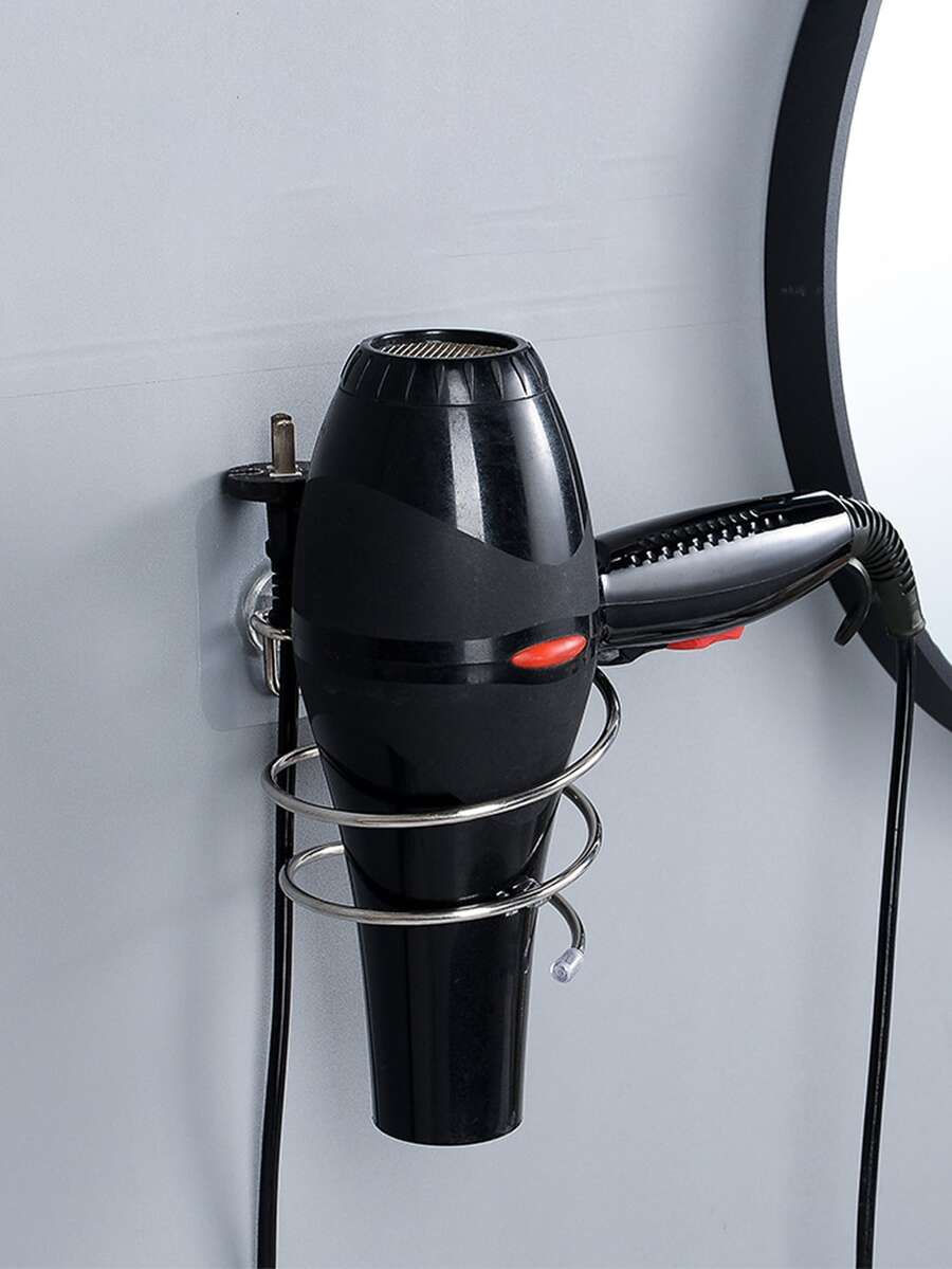 1pc Stainless Steel Hair Dryer Holder - Silver - View 1