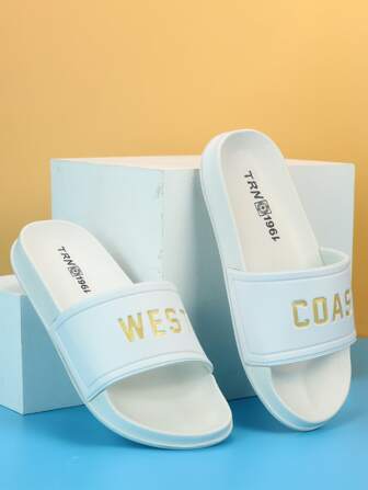 男士字母圖案拖鞋,夏天