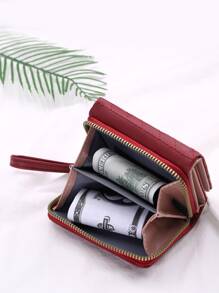 FONMOR Ví nữ nhỏ gấp ba có khóa kéo thêu hình trái tim, họa tiết nhẹ, thẻ tín dụng di động, thẻ căn cước, thời trang tối giản, kinh doanh hiện đại, kỷ niệm ngày lễ tình nhân, quà tặng sinh nhật, quà tặng cho cặp đôi, phụ nữ, cô gái, quà tặng cho nữ, túi quà tặng, ví đeo tay hình trái tim, ví nữ, ví nhỏ - Đỏ - Xem 2