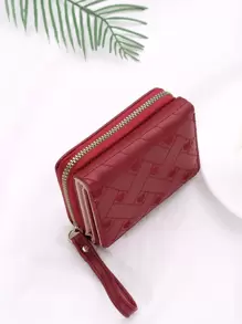 FONMOR Ví nữ nhỏ gấp ba có khóa kéo thêu hình trái tim, họa tiết nhẹ, thẻ tín dụng di động, thẻ căn cước, thời trang tối giản, kinh doanh hiện đại, kỷ niệm ngày lễ tình nhân, quà tặng sinh nhật, quà tặng cho cặp đôi, phụ nữ, cô gái, quà tặng cho nữ, túi quà tặng, ví đeo tay hình trái tim, ví nữ, ví nhỏ - Đỏ - Xem 3