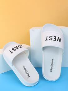 男士字母圖案拖鞋 - 白色 - 查看 5