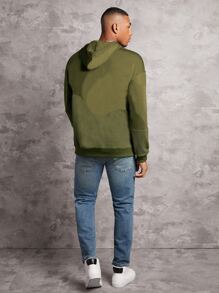 Manfinity Sudadera Con Capucha Y Cordón Sólido De Ajuste Holgado Para Hombres - Verde militar - Ver 5