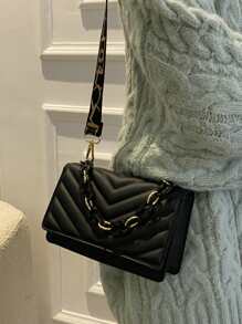 Túi vuông nhỏ có nắp chevron nhỏ gọn dành cho doanh nhân dành cho nữ tuổi teen Sinh viên đại học, tân binh và nhân viên cổ trắng Hoàn hảo cho văn phòng, trường đại học, công việc, kinh doanh, đi làm, ngoài trời, du lịch, đi chơi - màu đen - Xem 3