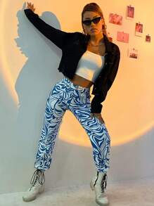 SHEIN ICON Denim Jackets &  Áo khoác Túi Hem thô Bị tách Nút phía trước màu trơn Giải trí - màu đen - Xem 4