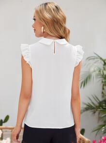 SHEIN Essnce Top maniche volant pizzo applique abbigliamento da lavoro