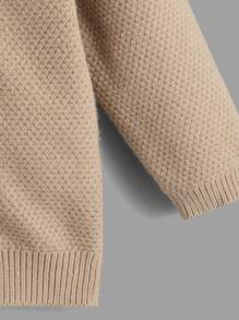 Toddler Boys Contrast Collar Cable Knit 2 In 1 Jumper - Khaki - View 4