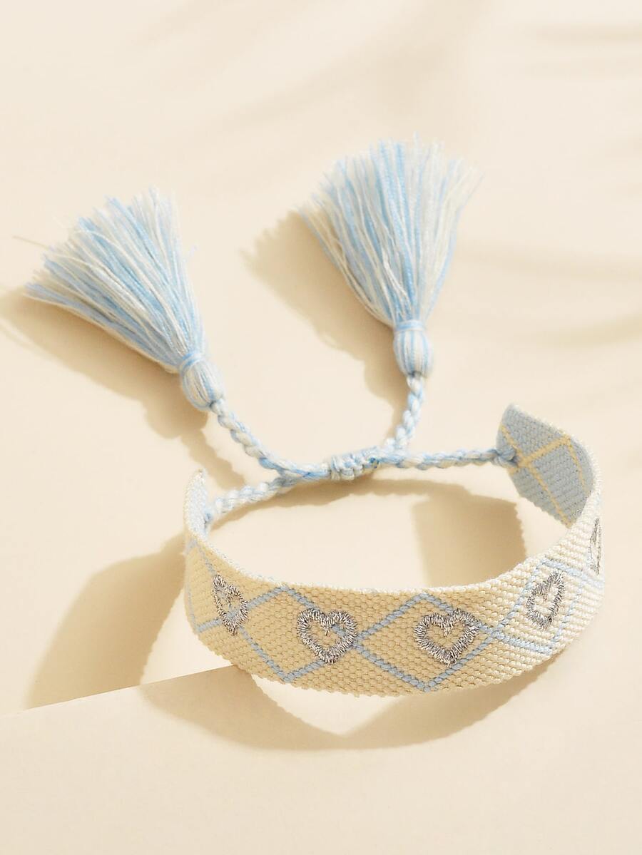 Vòng đeo tay trang trí tua rua trái tim - Nhiều màu - Xem 1