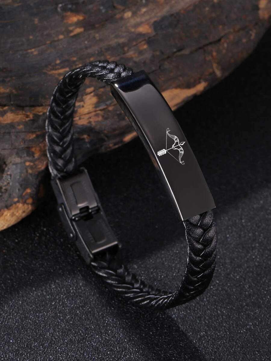 Vòng tay thời trang và phổ biến dành cho nam giới Nhân mã Vòng tay PU để làm quà tặng trang sức và cho vẻ ngoài sành điệu - màu đen - Xem 1