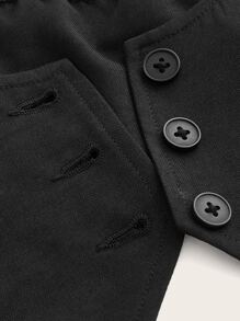 SHEIN ICON Grunge Button Front Halter Top & Split Hem Skirt Without Belted