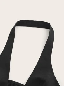 SHEIN ICON Grunge Button Front Halter Top & Split Hem Skirt Without Belted