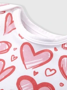 Baby 3pcs Striped & Heart Print Bodysuit - Multicolor - View 4